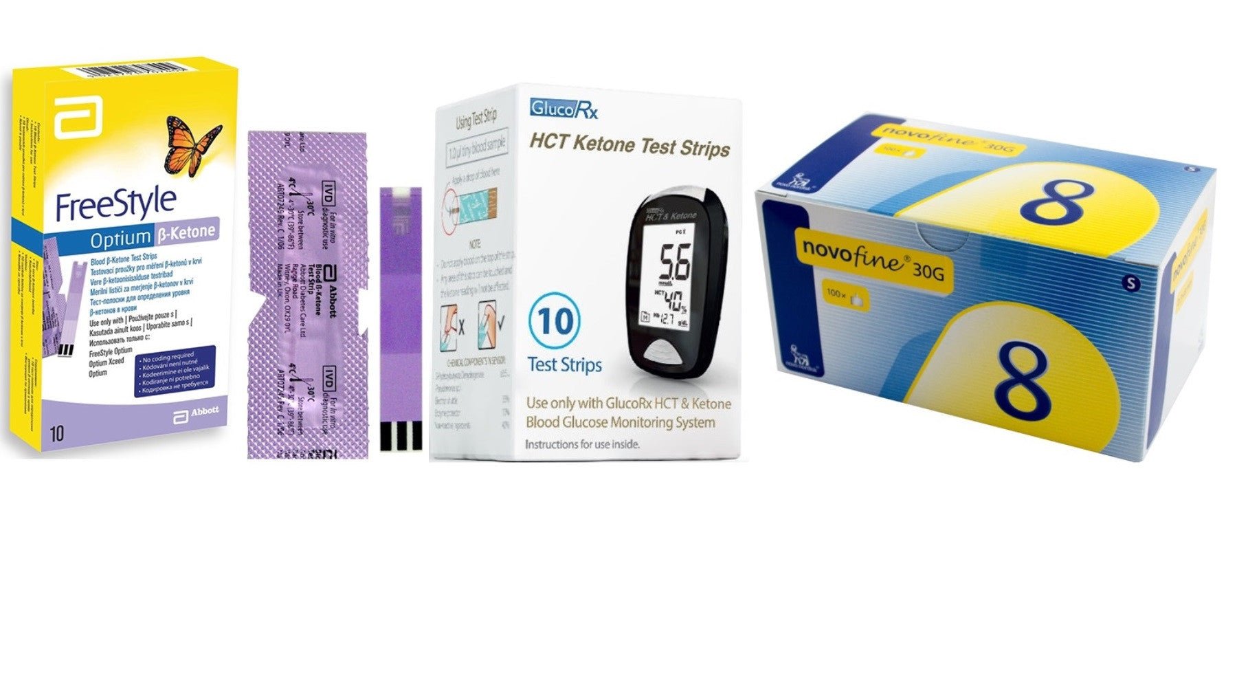 Diabetic Care Glucose Ketone Test Strips Insulin/Pen Needles EasyMeds