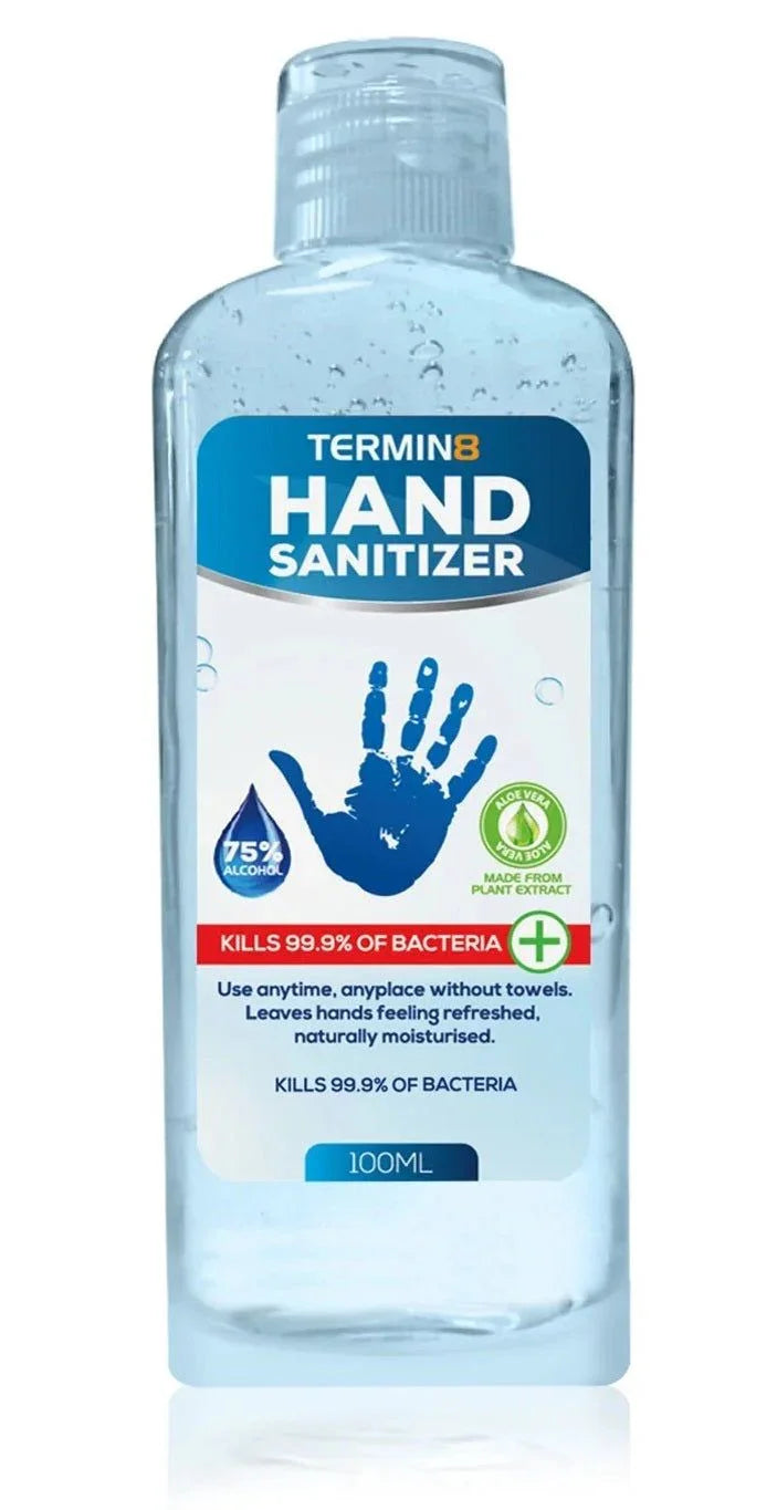 Antibacterial Hand Sanitizer/Sanitiser Gel 75% Alc 100ml x1/4/8/12 | Bulk Buy Discounts - Termin8 EasyMeds Pharmacy
