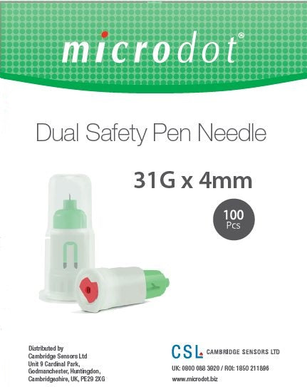 Microdot Dual Safety Needles 4mm 31G x 100