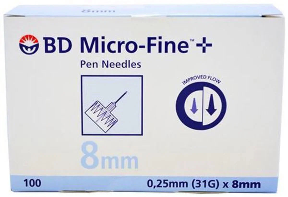 BD MicroFine+ 8mm/31 Gauge Pen Needles (100) - Becton Dickinson EasyMeds Pharmacy