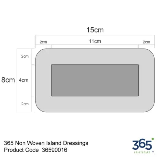 365 Non-woven Island Dressings 8cm x 15cm x 50