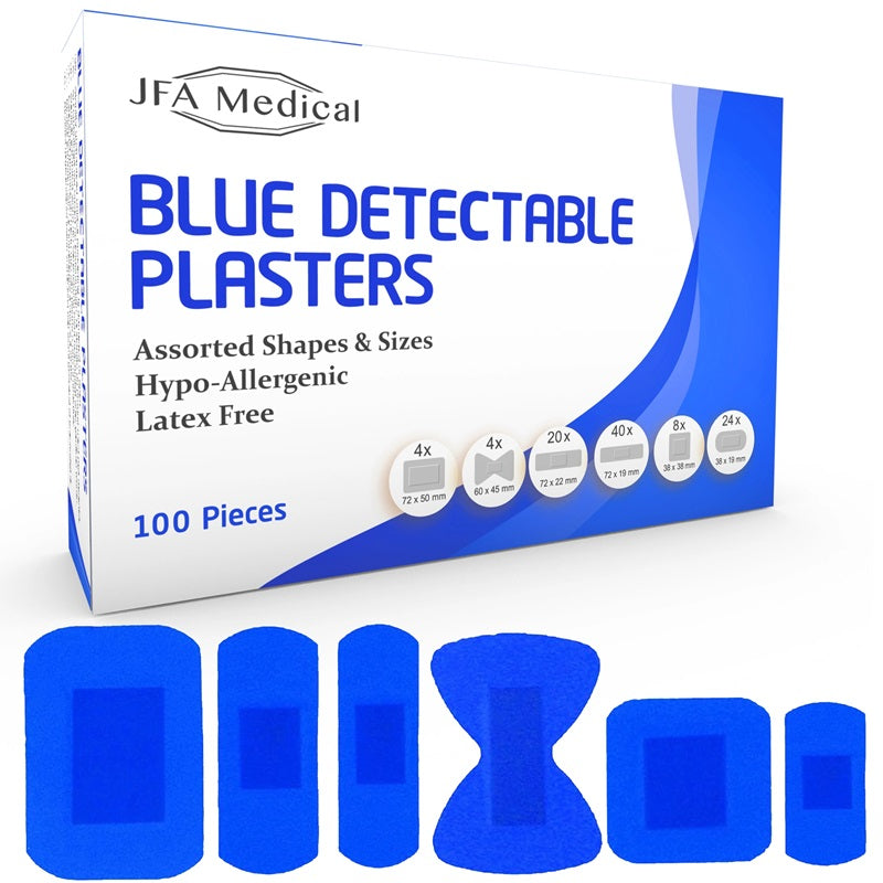 JFA Blue Detectable Plasters Assorted x 100 (6 Sizes)