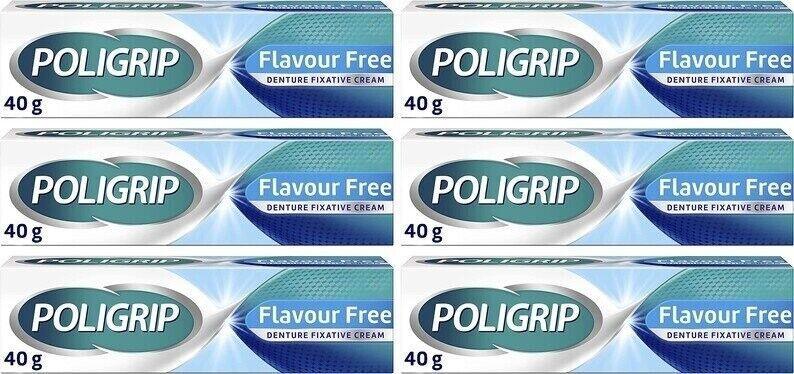 6 x Poligrip Flavour Free Cream 40g - Poligrip EasyMeds Pharmacy