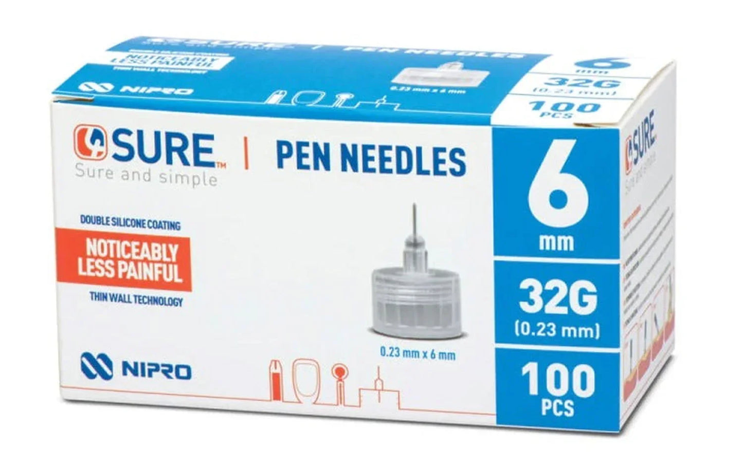 4Sure Pen Needles 32G - Choose from 4mm/5mm/6mm - 4Sure EasyMeds Pharmacy