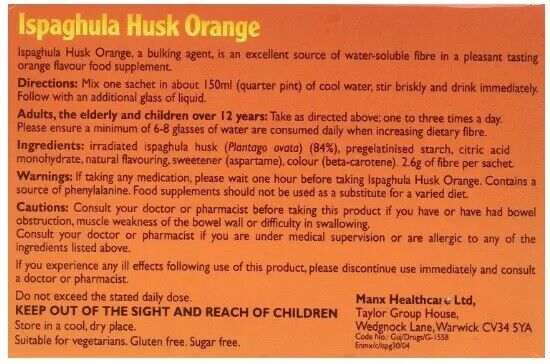 Ispaghula Husk Orange Sachets x 30/60 (Orange, Lemon, Original) - Ispaghula EasyMeds Pharmacy