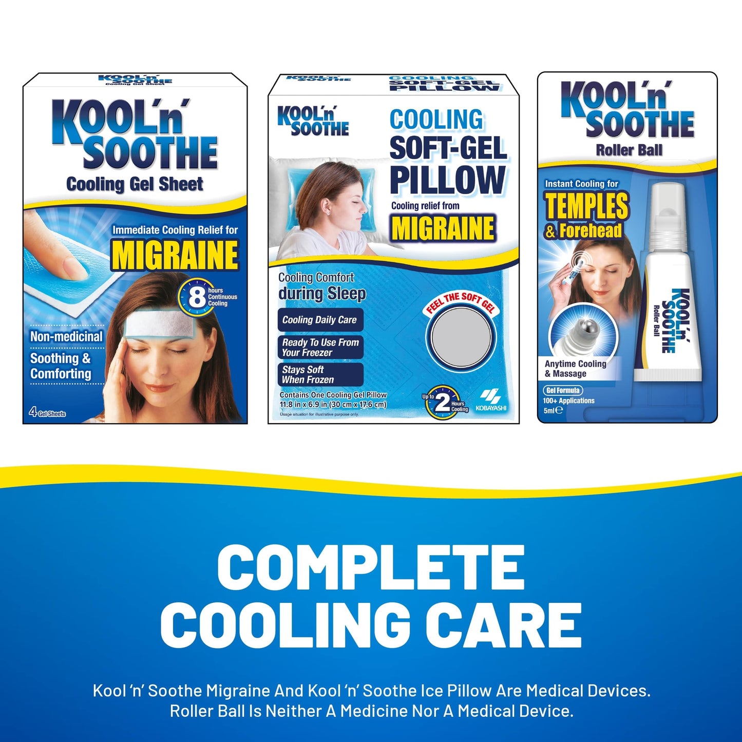 Kool n Soothe Migraine Cooling Strips - 4 Strips, blue