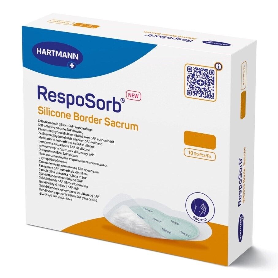 Resposorb Silicone Border Sacrum (Zetuvit Plus) Wound Dressing Pads 23cm x 23cm x 10 - Resposorb EasyMeds Pharmacy