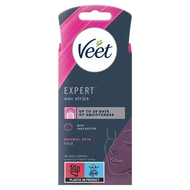 Veet Expert Cold Wax Strips for Normal Skin Face/Facial Wax Strips x 20 - VEET EasyMeds Pharmacy