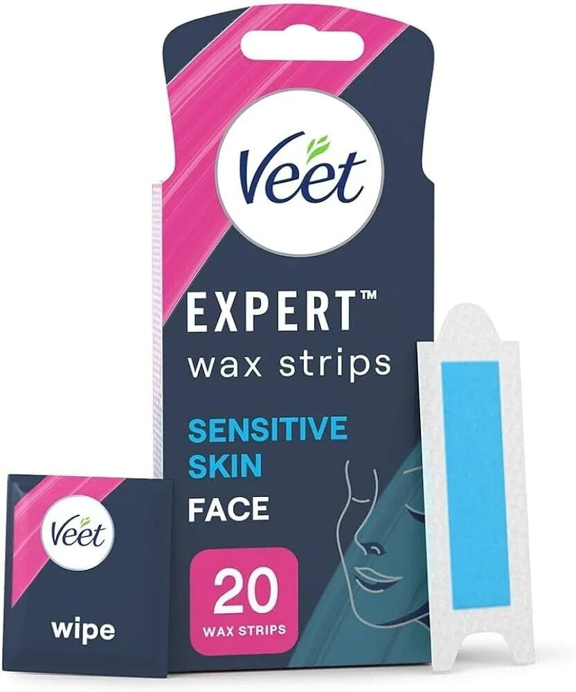 Veet Expert Cold Wax Strips for Sensitive Skin Face/Facial Wax Strips x 20 - VEET EasyMeds Pharmacy
