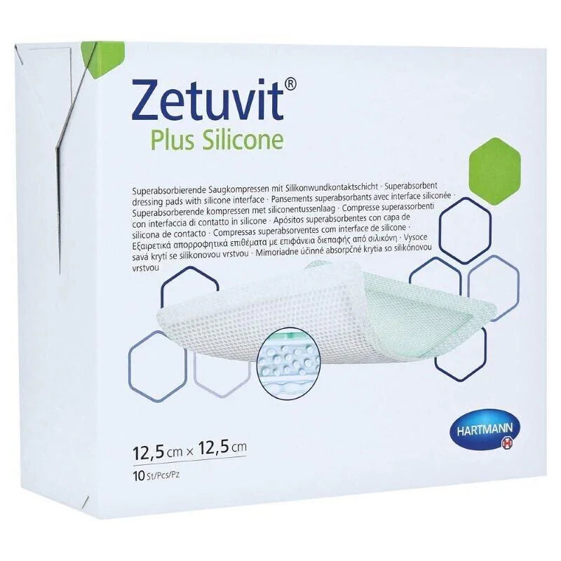 Zetuvit Plus Silicone Sterile Wound Dressings 12.5cm x 12.5cm x 10 - Zetuvit Plus EasyMeds Pharmacy