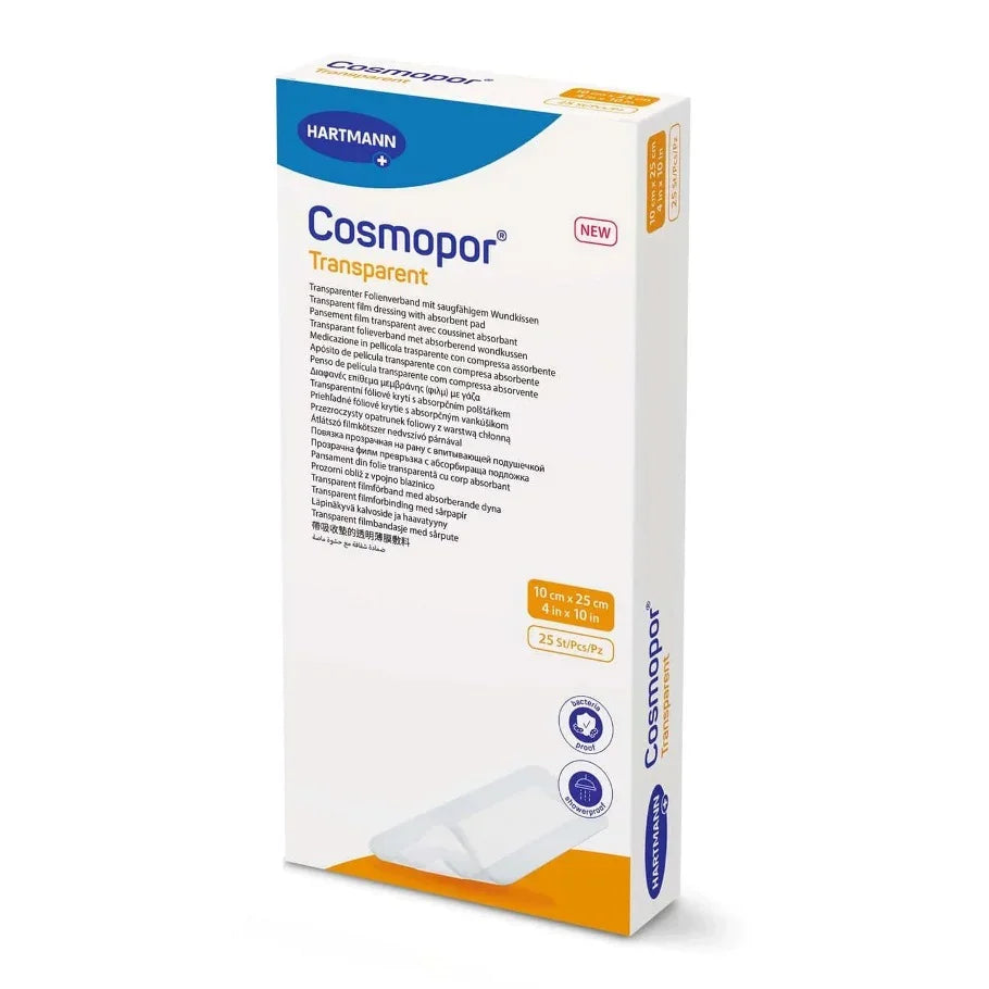 Cosmopor Transparent (Previously Hydrofilm Plus) Film Dressing 10cm x 25cm x 25 - Cosmopor EasyMeds Pharmacy