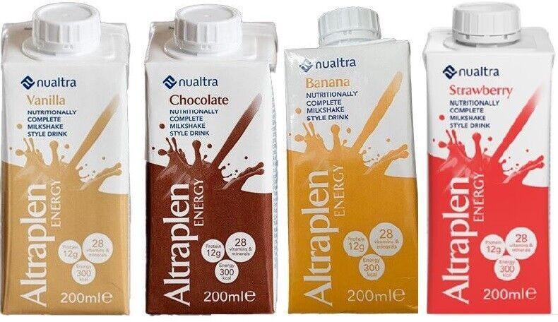 Nualtra Altraplen Energy 200ml 12 x 200ml Mixed Flavours (Van, Choc, Ban, Straw)