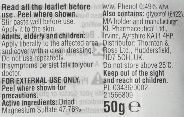 Care Magnesium Sulphate Paste 50g, Drawing Ointment for Inflammatory Conditions