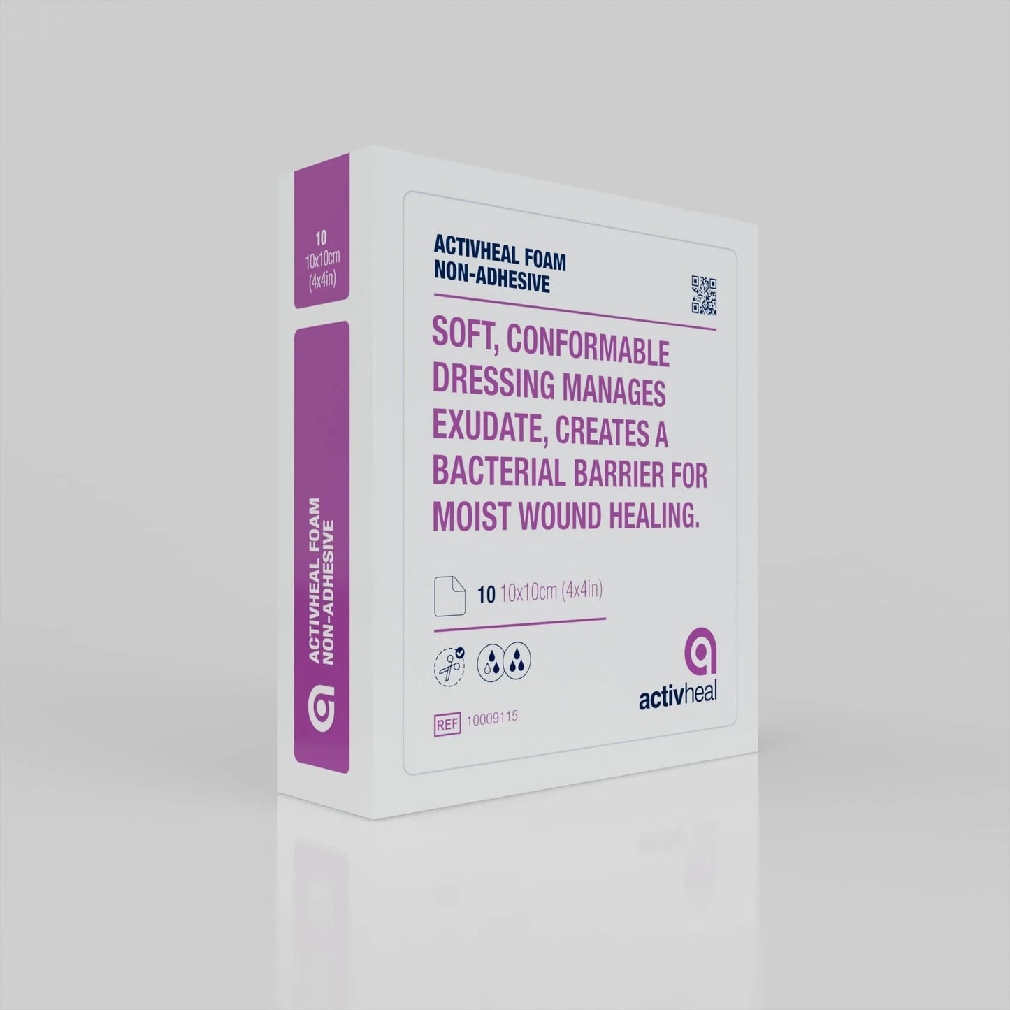 Activheal Non-Adhesive Foam Dressings 10cm x 10cm x 10