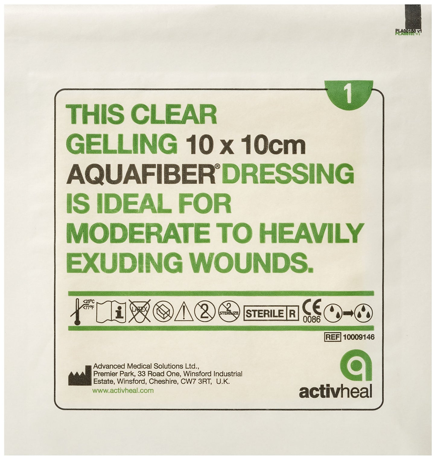 Activheal Aquafiber Dressing 10cm x 10cm x 10