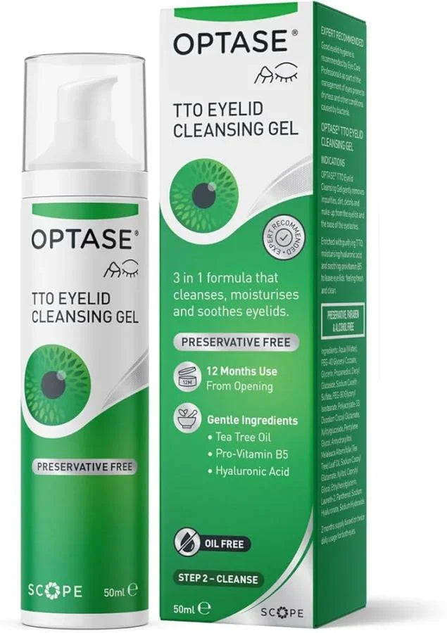 Optase Tea Tree Oil Eyelid Cleansing Gel for Daily Hygiene - Suitable for Dry Eyes