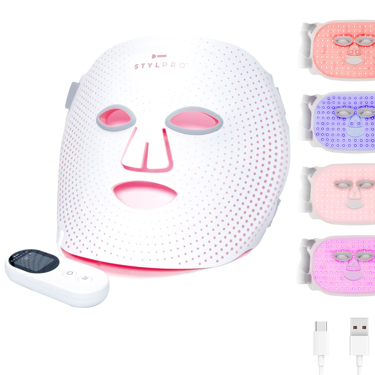 STYPRO Wavelength LED Face Mask - Multi-Mode Skincare with Red, Blue, Near-Infrared Light for Wrinkles, Blemishes - Flexible, Rechargeable, User-Friendly, Designed in UK, Professional-Grade