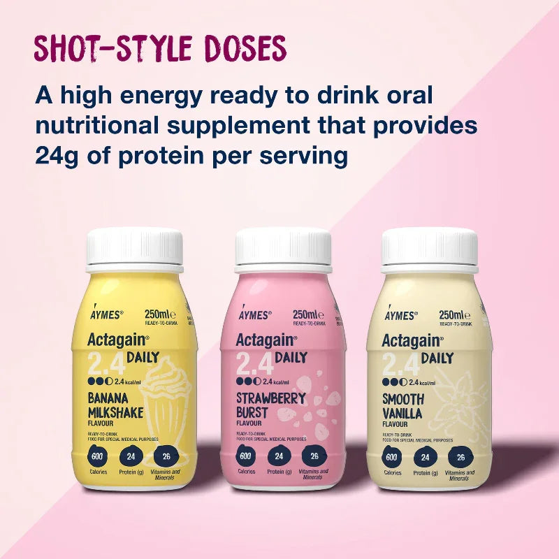 Aymes Actagain 2.4 Daily High Energy Nutritional Drink, Strawberry Burst 12 x 250ml
