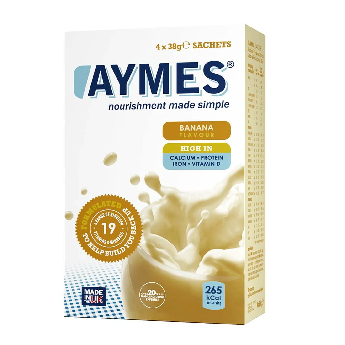 AYMES Banana Nutritional Shake Sachets 4x38g - Aymes EasyMeds Pharmacy