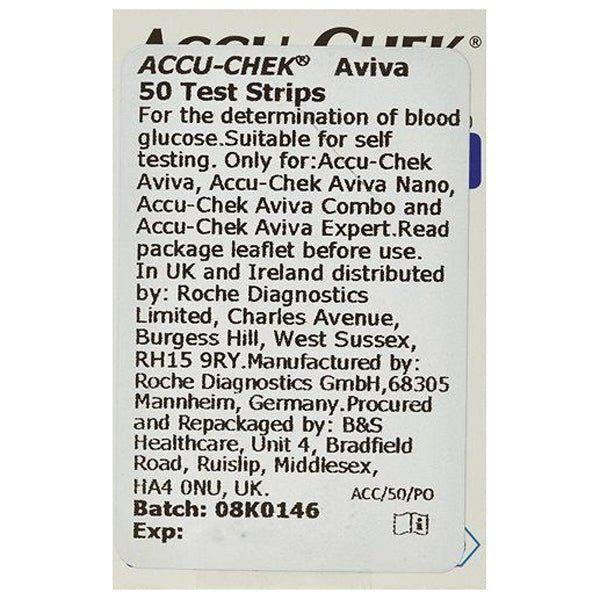 Accu-Chek Aviva Glucose Test Strips x 50 - Roche Diabetes Care EasyMeds Pharmacy