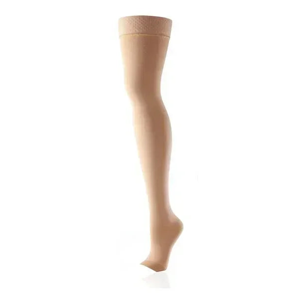 ActiLymph Class 2 Thigh Length Compression Stockings Sand Medium Wide Closed Toe