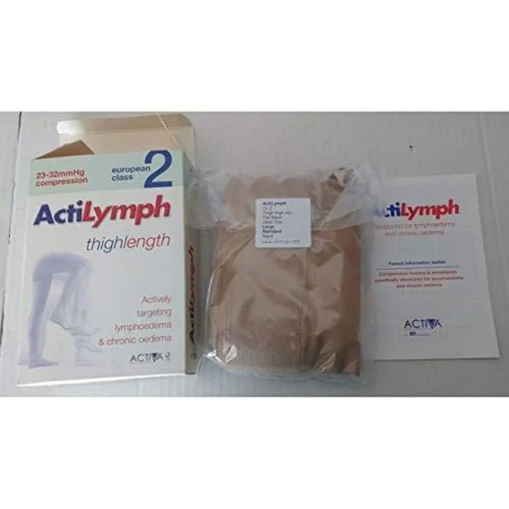 Actilymph Class 2 Thigh Large Sand Open Toe with Top Band - Actilymph EasyMeds Pharmacy