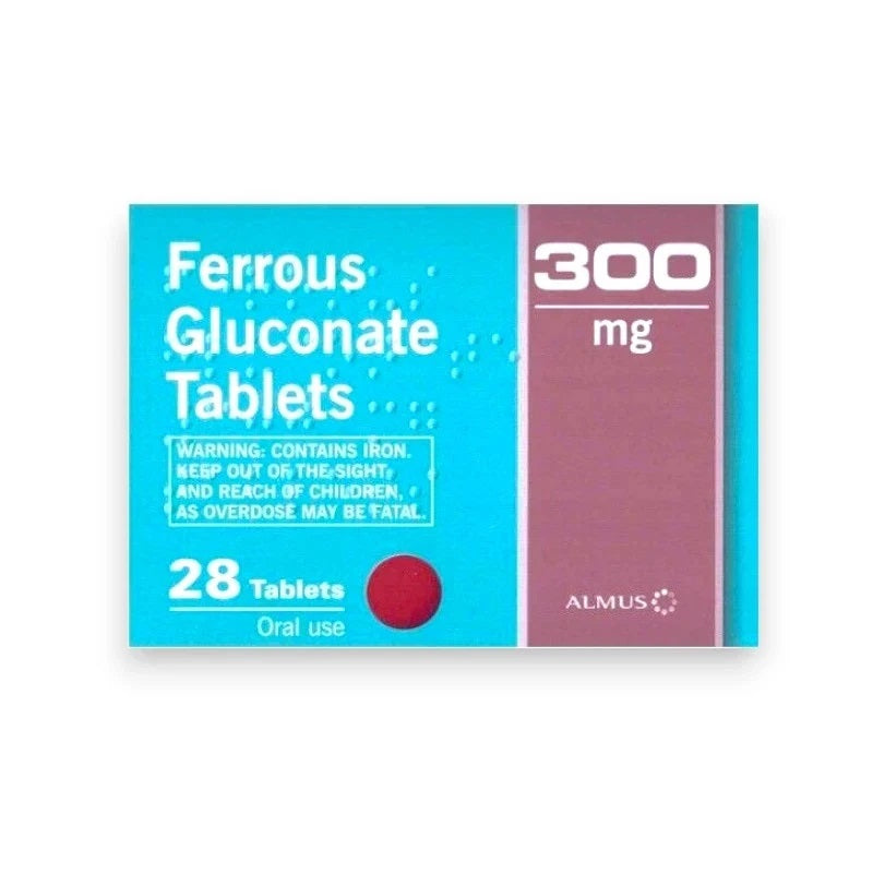 Almus Pharma Ferrous Gluconate Iron Tablets 300mg x 28 x 6