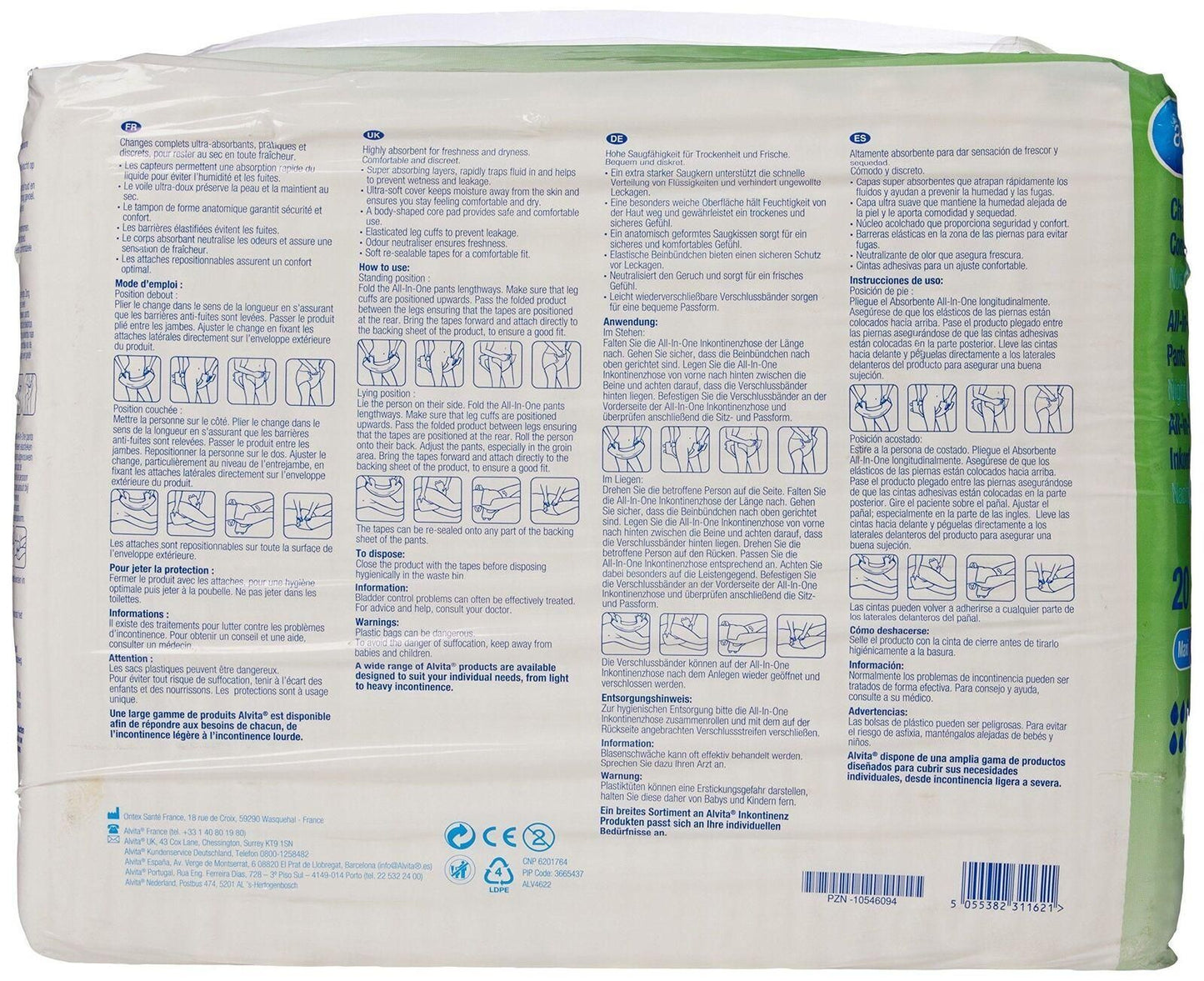 Alvita Incontinence All in One Extra Large Night Pants Pack of 20 - Alvia EasyMeds Pharmacy
