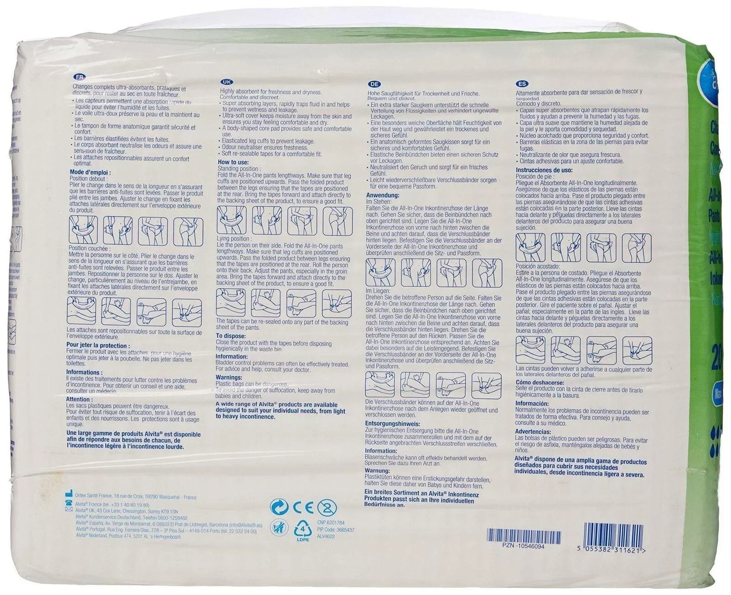 Alvita Incontinence All in One Extra Large Night Pants Pack of 20 - Alvia EasyMeds Pharmacy