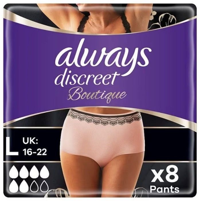 Always Discreet Boutique, Incontinence Underwear Peach Large x8 - Always EasyMeds Pharmacy