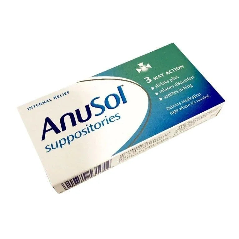 Anusol Suppositories Triple Action Internal Relief From Haemorrhoid Piles x 12 - Anusol EasyMeds Pharmacy