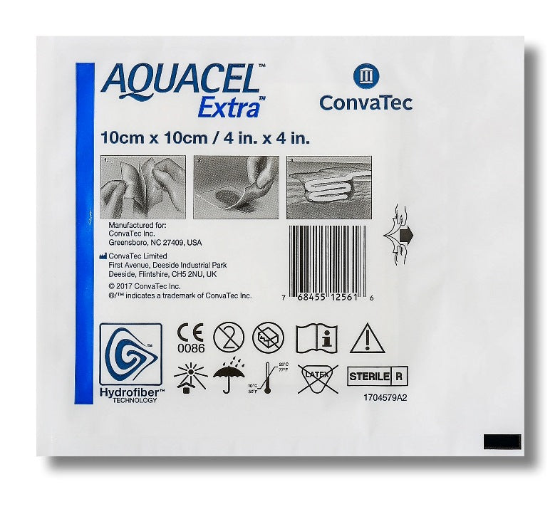 Aquacel Extra Wound Dressing 10cm x 10cm x10 420672 Wound, Ulcers, Op, Burns - Convatec EasyMeds Pharmacy