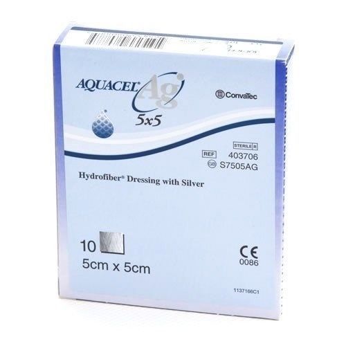 Aquacel AG Silver Hydrofiber Wound Dressing 5cm x 5cm x10 S7505AG -   Convatec EasyMeds Pharmacy
