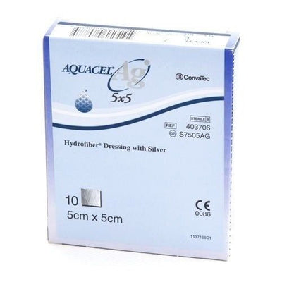 Aquacel AG Silver Hydrofiber Wound Dressing 5cm x 5cm x10 S7505AG -   Convatec EasyMeds Pharmacy