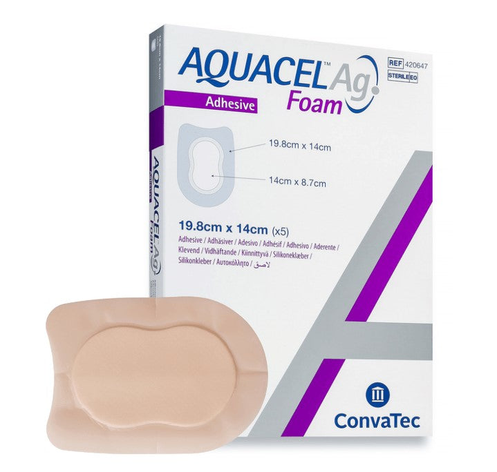 Aquacel AG Foam Adhesive Dressings 19.8cm x 14cm 420647
