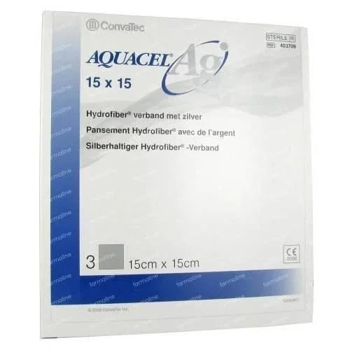 Aquacel Ag Silver Hydrofiber Wound Dressings 15cm x 15cm - Convatec EasyMeds Pharmacy