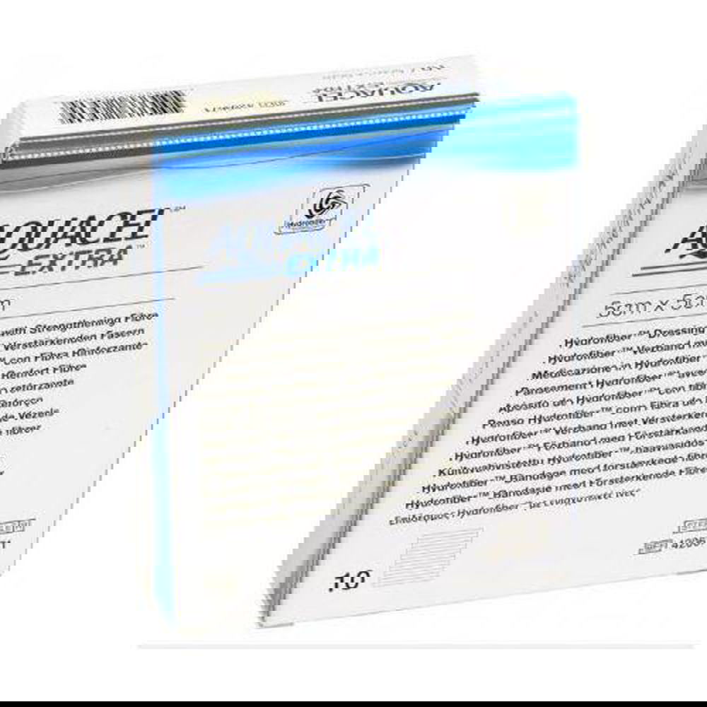 Aquacel Extra Hydrofiber Dressing 5cm x 5cm x10 (Ulcers, Post-Op, Burns) - Convatec EasyMeds Pharmacy