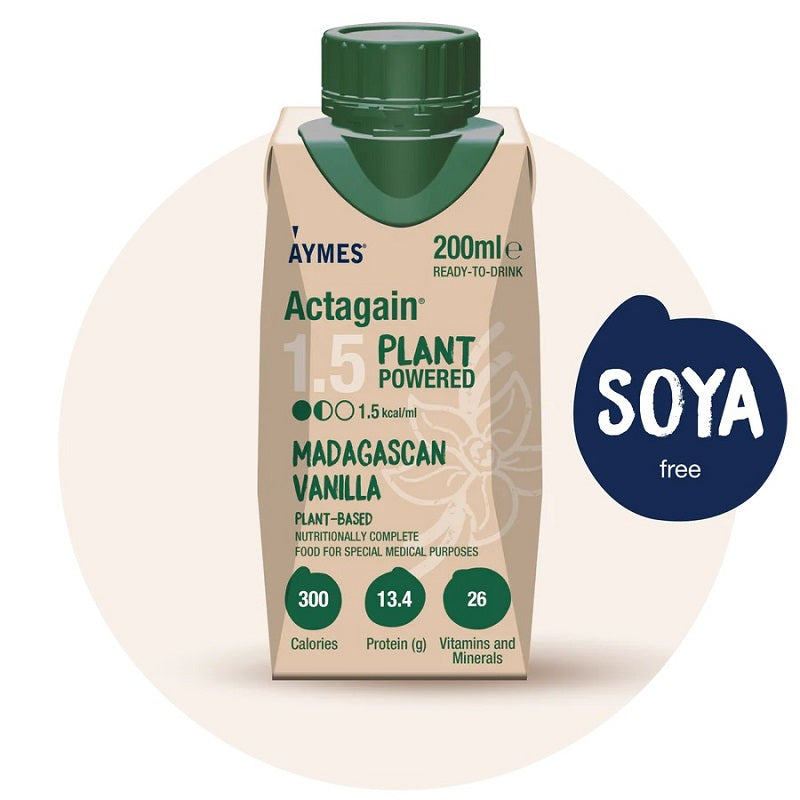 Aymes Actagain 1.5 Plant Powered Nutritional Drink Madagascan Vanilla 4x200ml
