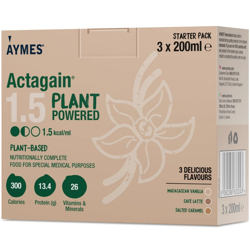 Aymes Actagain 1.5 Plant Powered Nutritional Drink Starter Pack 3 x 200ml x 6 Packs