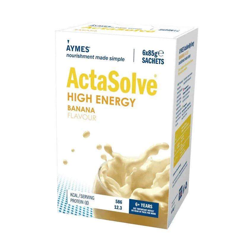 Aymes Extra (Now Actasolve) Banana High Energy Shake Sachet 6x85g x 6 Packs - Aymes EasyMeds Pharmacy