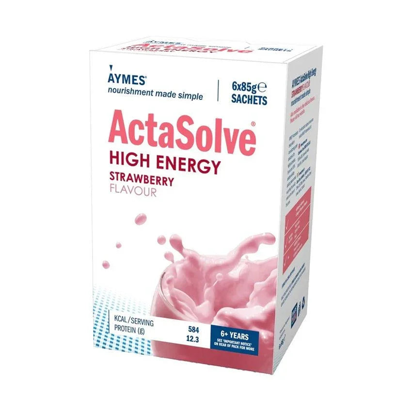 Aymes Extra (Now Actasolve) Strawberry High Energy Shake Sachet 6x85g x 6 Packs - Aymes EasyMeds Pharmacy