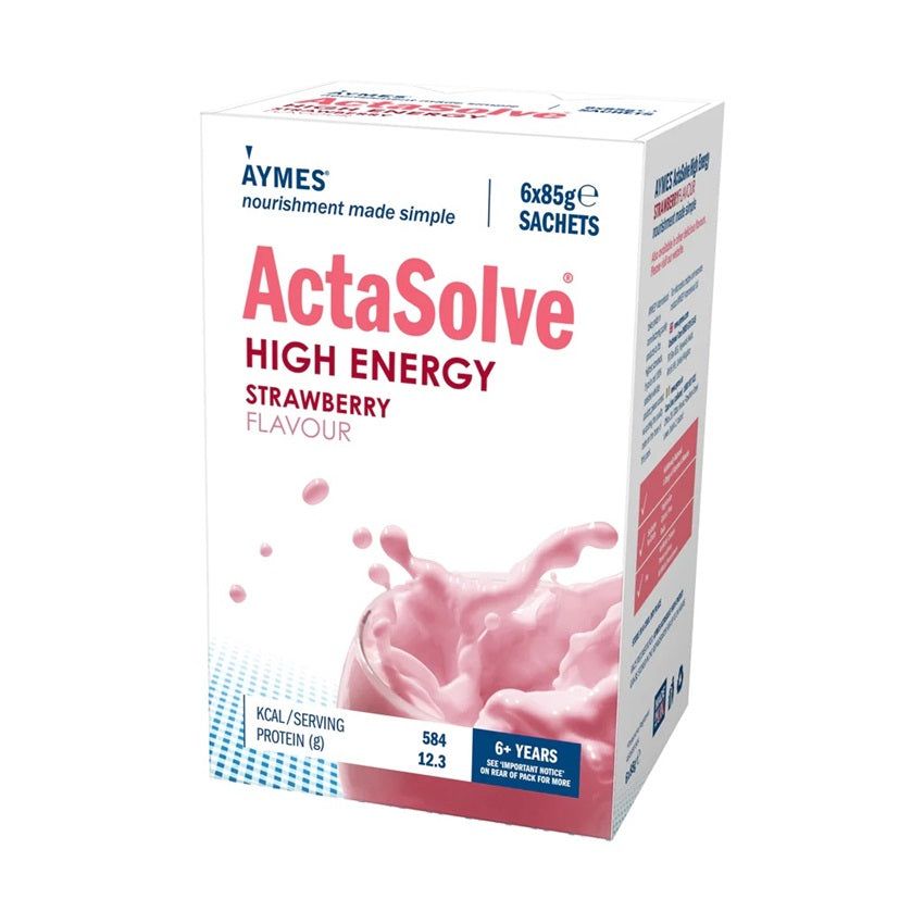 Aymes Extra (Now Actasolve) Strawberry High Energy Shake Sachet 85g x 6 - Aymes EasyMeds Pharmacy