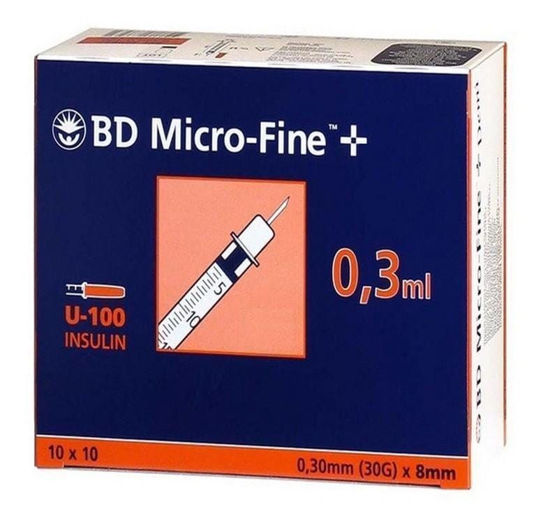 BD MicroFine + Plus 0.3ml U100 30G 8mm x 100 - Special Offer -   Becton Dickinson EasyMeds Pharmacy