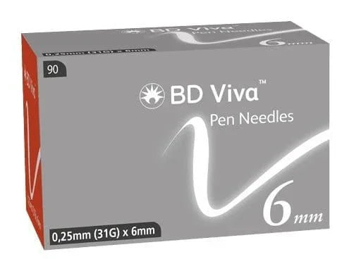 BD Viva Pen Needles 6mm 0.25mm (31G) x 90 - Becton Dickinson EasyMeds Pharmacy