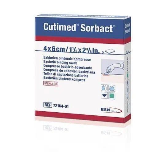 BSN Cutimed Sorbact Swabs 4 cm x 6 cm (Pack of 5) -   BSN Medical EasyMeds Pharmacy