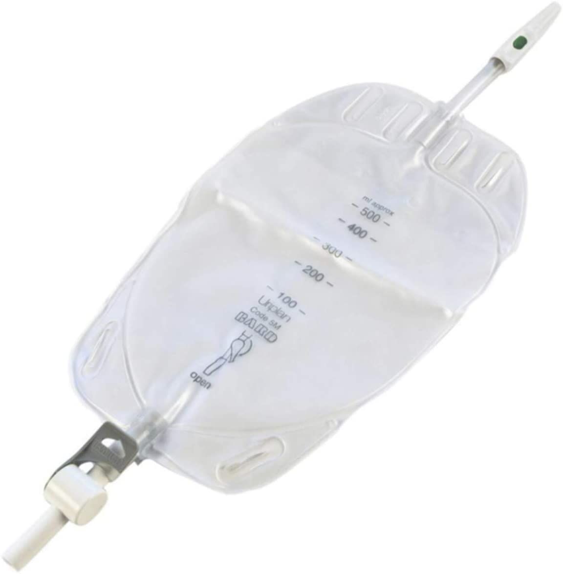 Bard Uriplan Leg Bags x 10, 500ml Capacity, 10cm Inlet, Ref: D5M with 180 deg Lever tap - Bard EasyMeds Pharmacy