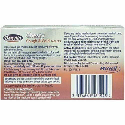 Benylin Chesty Cough & Cold Tablets | Pack of 16 - Benylin EasyMeds Pharmacy