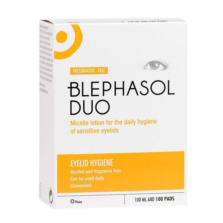 Blephasol Duo: 100ml & 100 cotton pads - Blepharitis - Thea Pharmaceuticals EasyMeds Pharmacy