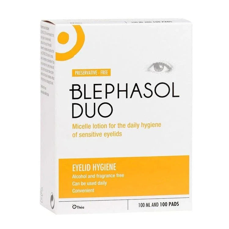 Blephasol Duo: 100ml & 100 cotton pads - Blepharitis - Thea Pharmaceuticals EasyMeds Pharmacy