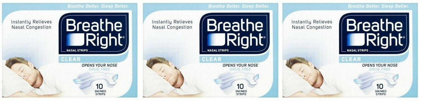Breathe Right Nasal Strips Clear Small-Medium x 30 Strips - Breathe Right EasyMeds Pharmacy